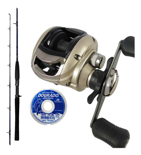 Kit Carretilha Elite 3000 Marine Vara 1,68m 30lb Linha Mono