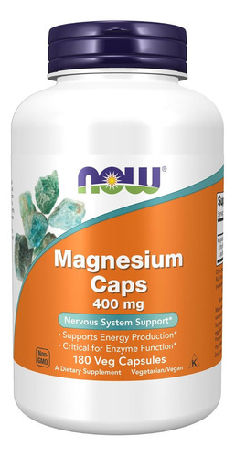 Now Foods Magnesio 400mg 180 Vegcaps Producción Energía