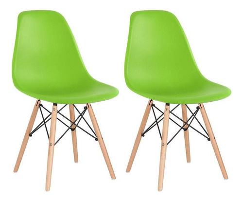 Kit 2 Cadeiras Charles Eames Cozinha Wood Eiffel Dsw Av Cor da estrutura da cadeira Verde-claro