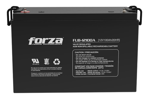 Bateria Vrla Agm 12v 100ah Marca Forza Modelo Fub-12100a T16