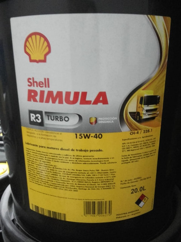 Aceite Shell Rimula R3 Turbo 15w40 20 Litros