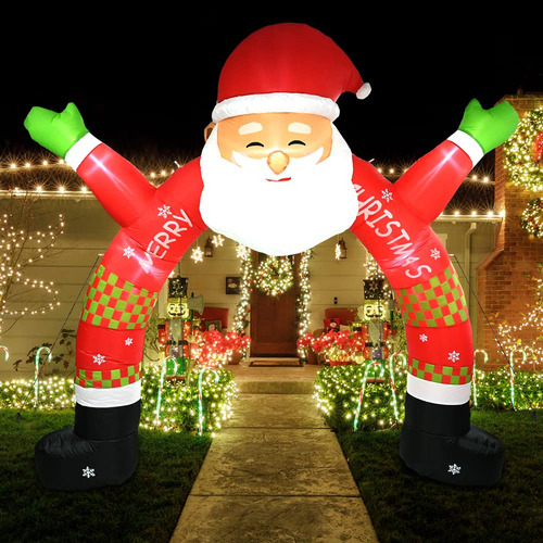 Arco Inflable De Papá Noel Iluminado 3.4 Metros Navidad