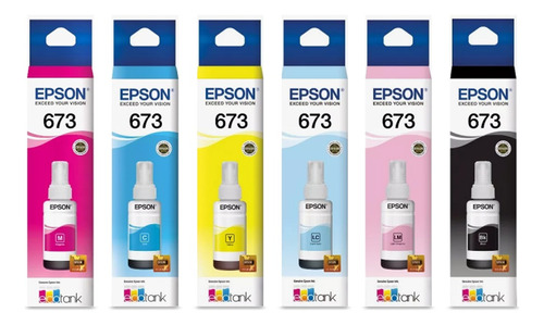 Combo X6 Botellas De Tinta Epson 673 L800 L1800 70ml Orig.