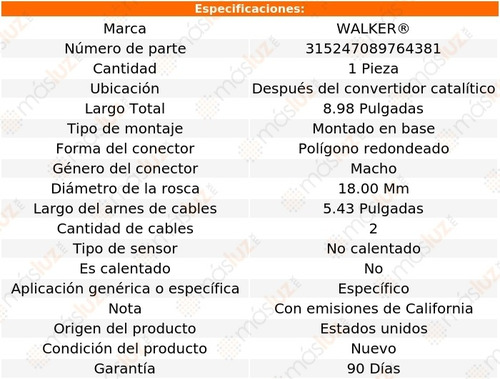 Sensor Ox O2 Después Cc Geo Prizm 1.8l 4 Cil 93/94 Walker