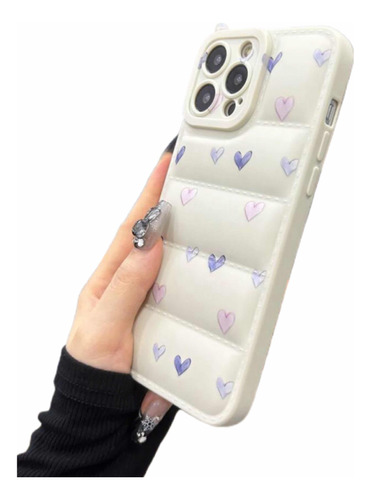 Funda Para iPhone 14pro Diseño De Corazones Acolchada