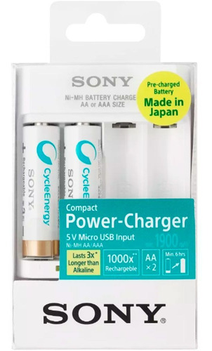 Cargador De Pilas Aa-aaa Sony + Pilasaa + Cable Microusb.