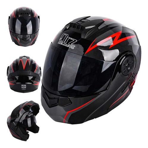 Casco Moto Abatible Con Certificación Negro + Blanco