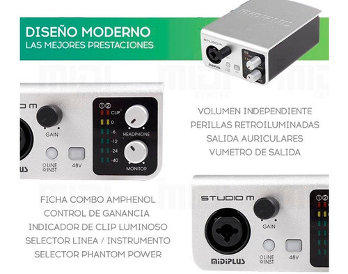 Imagen 4 de 10 de Placa De Audio Usb Midiplus Studio M 24 Bits Ideal Grabacion