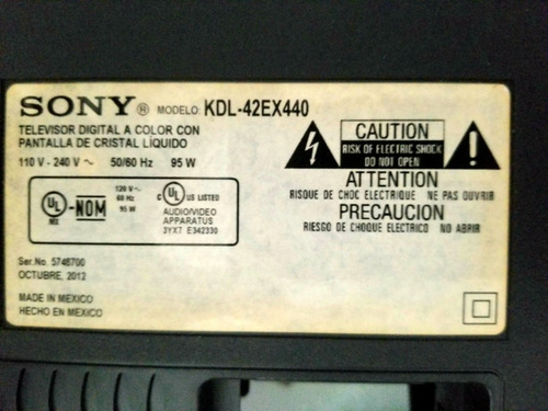 Cable De Tarjeta Main A Fuente De Poder, Tv Sony Kdl-42ex440 (Usado)