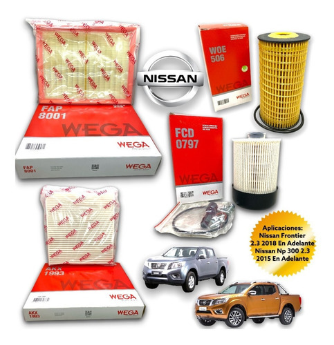 Kit 4 Filtros Nissan Frontier 2.3 Np 300 2.3 Dci 2015 A 2023