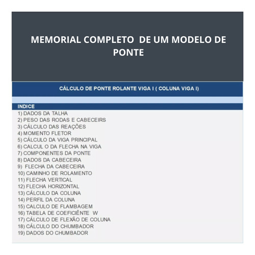 Planilha Cálculo Estrutural Ponte Rolante Com Memorial
