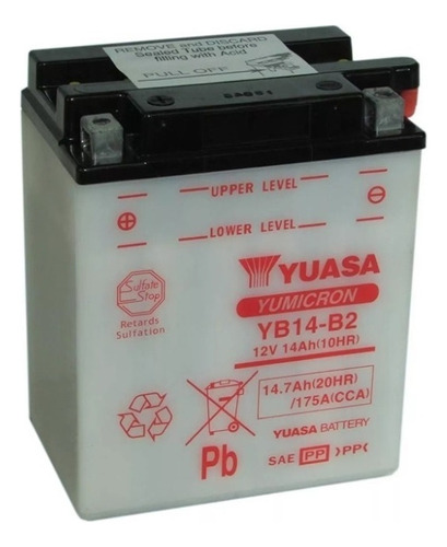Bateria Motos Yuasa Yb14-b2 12v14ah Vzh Srl