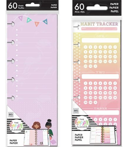 60 Hojas Repuesto Media Libreta Mini Happy Planner Cuaderno 