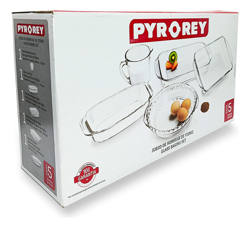 Juego Pyrorey De 5 Refractarios De Vidrio Para Hornear