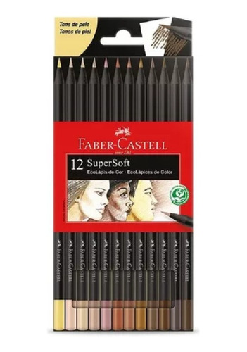 Lápices Supersoft Faber Castell 12 Colores Tonos Piel