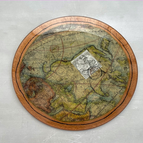 Plato Decorativo De Vidrio Con Mapa, Firmado Serie Limitada-