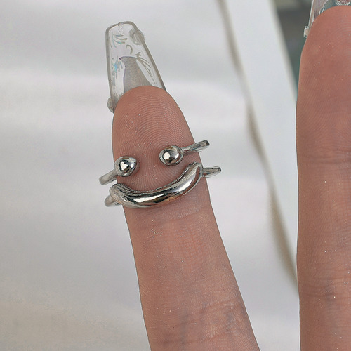 Anillo Smile Face Open Rings De Doble Capa Para Mujer, Joyer