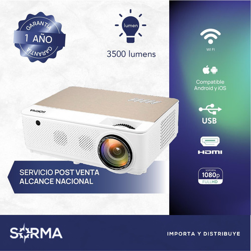 Imagen 2 de 10 de Proyector Portatil Hd 1080 Wifi Hdmi 3500 Lumens