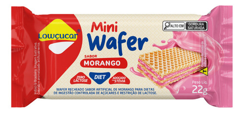 Biscoito Mini Wafer Zero Açúcar Lowçucar Morango 22g