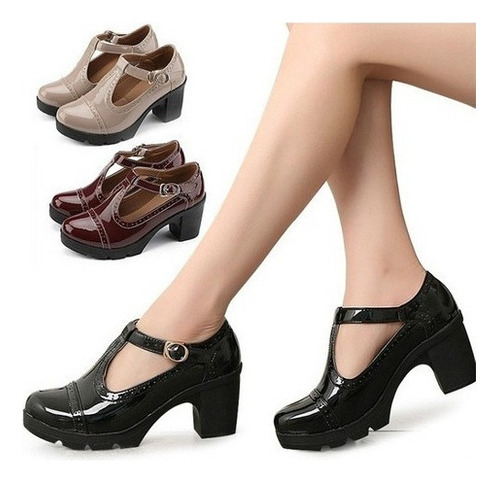Women's Oxford Platform Wedge Mid-heel Shoes