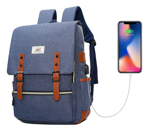 Mochila Escolar Informal Impermeable Con Puerto De Carga Usb