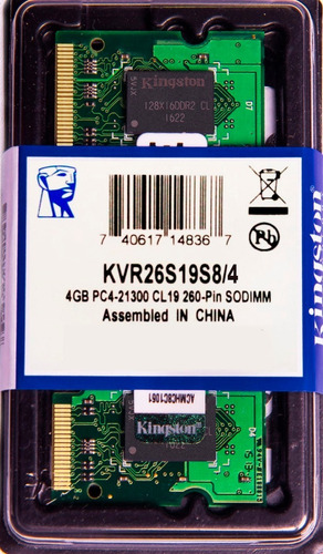 Memória Kingston Ddr4 4gb 2666 Mhz Notebook Kit C/100 Unids