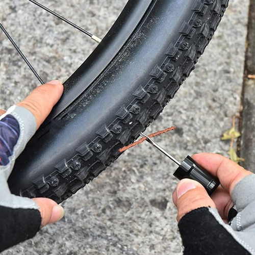Kit De Reparación De Llantas Sin Cámara, Para Bicicleta De Ruta Y Mtb, Repara Pinchazos, Incluye Herramienta Con Tapones Y 5 Tiras De Caucho (bacon)