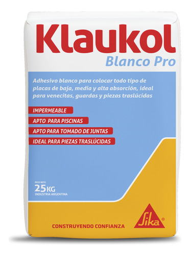 Adhesivo Klaukol Blanco Pro 30 Kg
