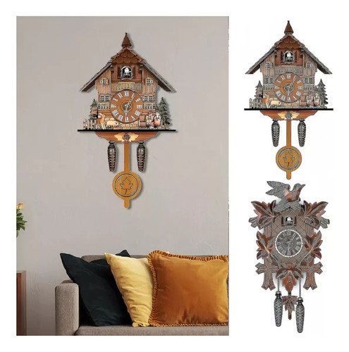 Reloj De Pared Retro Con Forma De Cuco De Madera De Estilo N