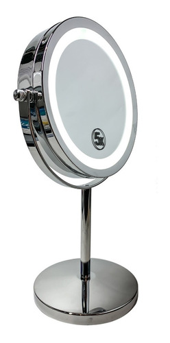 Espejo Para Maquillaje Con Luz Led Metal 17cm Zoom X5 E163