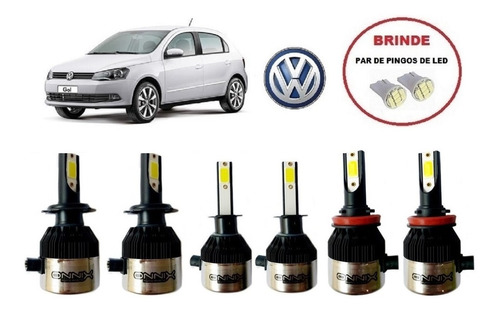 Kit 6 Lampadas Super Led Farol+milha H11 Gol G6 Duplo+brinde