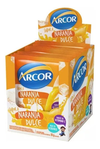 Jugo Arcor Naranja Dulce 18 Sobres X 4 Cajas
