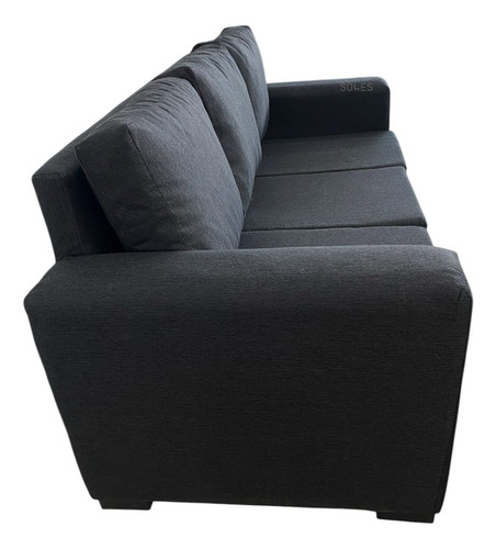 Sillon 3 Cuermos + Banqueta Movil Negro Chenille Resistente Negro Liso