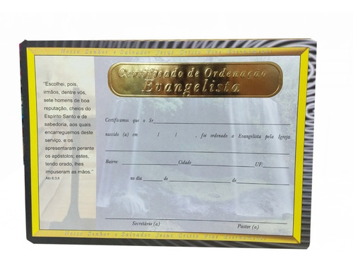 Certificado De Evangelista  Pacote Com  10 Unidades 