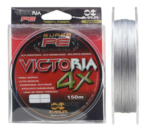 Linha Multifilamento Maruri Victoria X4 58lb 0,45mm 150m Cor Cinza