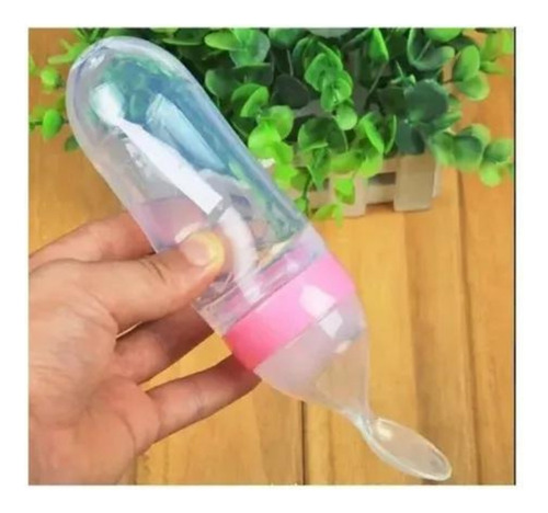 Cuchara Mamadera Dosificadora Bebe Silicona Color Celeste