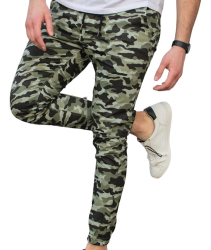 Pantalón Jogger Camuflado Hombre Jogging Casuales Gabardina