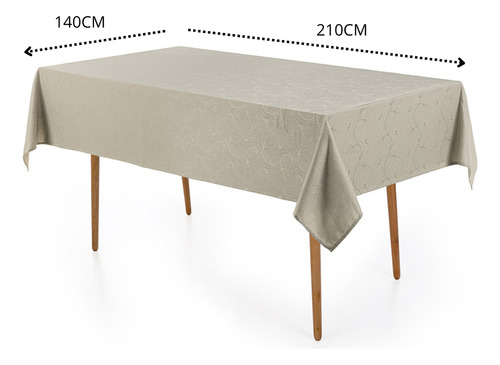 Toalha Mesa Retangular 6 Lugares Jacquard Melli Bege Karsten