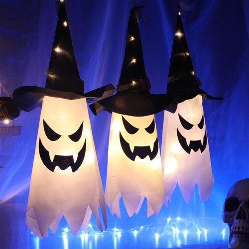 Fantasma De Halloween Colgante Decorativo Con Luz Led Calida
