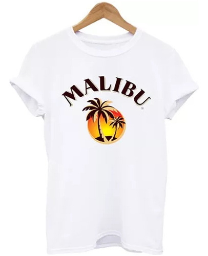 Remera Playa Malibu, Ron Cóctel De Coco Logo Unisex