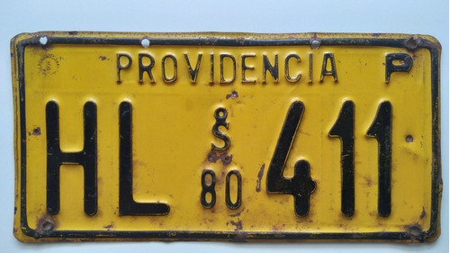 Placa Patente Antigua Providencia 80. J