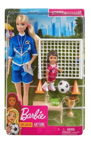 Set Barbie Entrenadora De Futbol Rubia Y Accesorios - Glm47