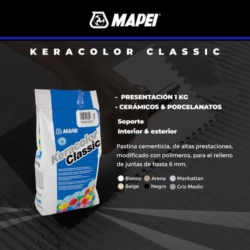 Pastina Porcelanato Pared Keracolor Manhattan 1 Kg Mapei