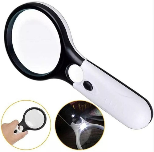 Lupa Lectura Iluminación Luz 3 Led Joyería Hogar Multiusos