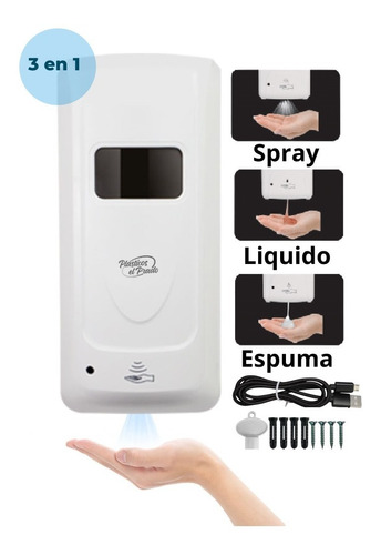 Dispensador Jabonera Rellenable Auto Jabón Espuma Spray 1l 