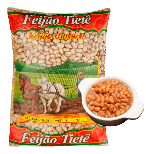 Feijão Carioca Pacote 1kg - Feijão Tietê Grãos Selecionados