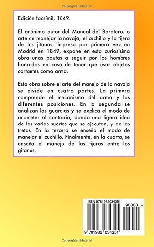 Manual Del Baratero Arte De Manejar La Navaja, De Anonym. Editorial Createspace Independent Publishing Platform, Tapa Blanda En Español, 1849