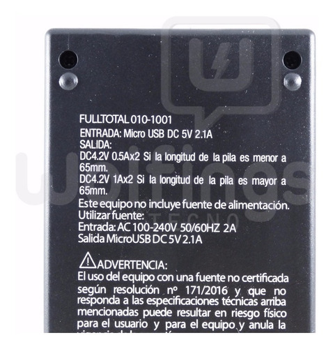 Imagen 2 de 5 de Cargador Micro Usb 2 Pilas Litio Ion 18650 14500 16340 26650