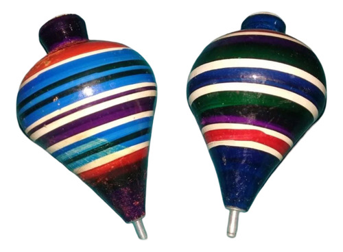 Gcg 2 Trompos De Madera Colores Tradicional Y Cuerdas Retro