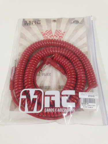 Cabo Guitarra Mac Espiral 30 Ft 9,15 M Vermelho C/ Nf-e